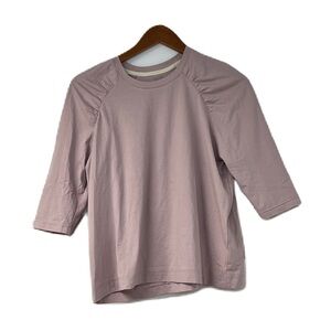 Meli Woman's sz s statement sleeve cropped lavender spring summer 3/4 sleeve top